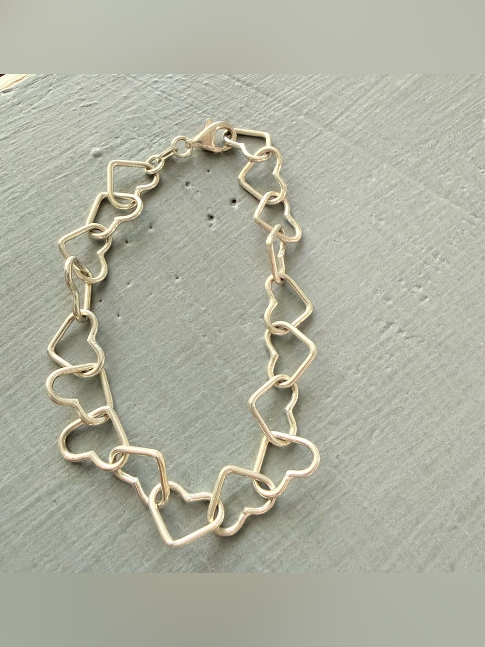 925 Sterling Silver Heart Link Bracelet